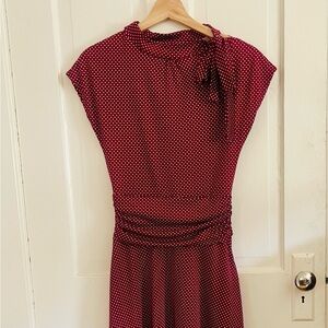 Elegant Burgundy Polka Dot Dress